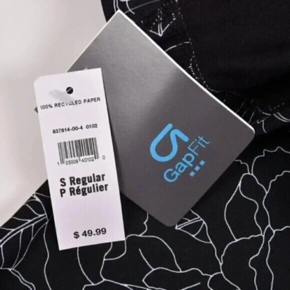 NWT Gap Fit Mid Rise Black Pink Floral Capri Legging Workout Size Small - Picture 6 of 7